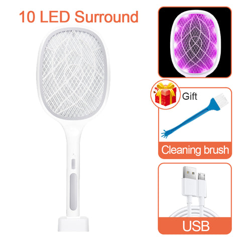 Electric Flies Swatter Zapper Racket With UV Lamp